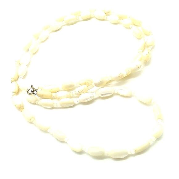 Cultured Freshwater Rice Pearl Necklace Vintage Baroque Single Strand w/Spacers - Picture 2 of 10